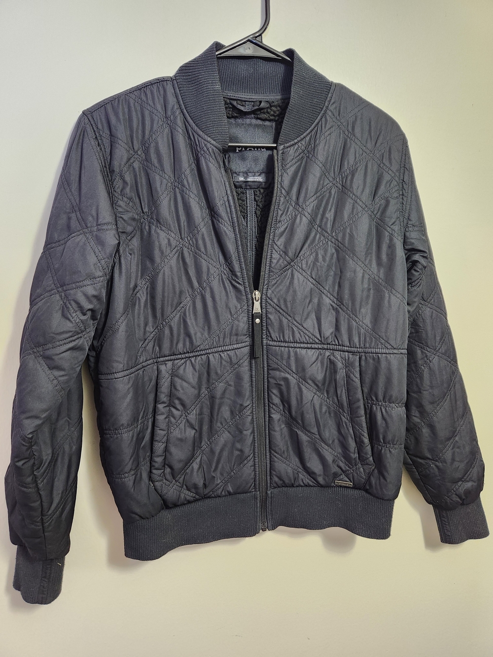 Womens Prana Quilted Bomber Jacket - Black S Small